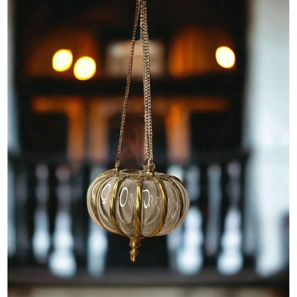 Vintage Large Oil / Candle Hanging Swag Lamp? ‎ with Unique Rare Heavy